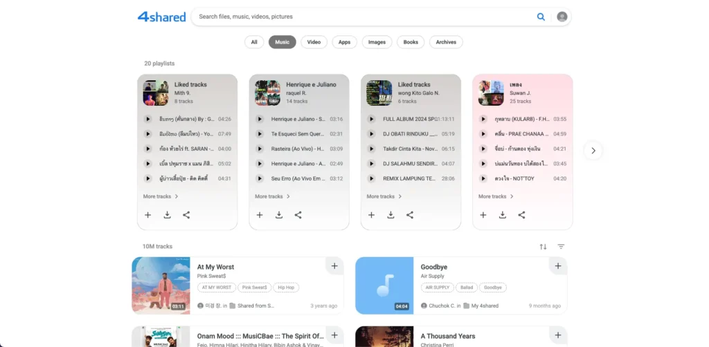 4shared music dashboard