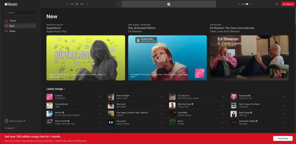 Apple music dashboard