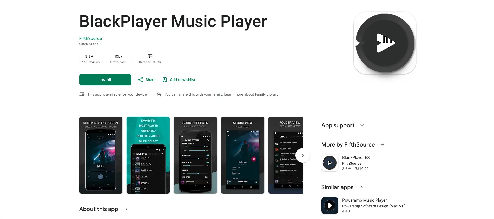 BlackPlayer music dashboard