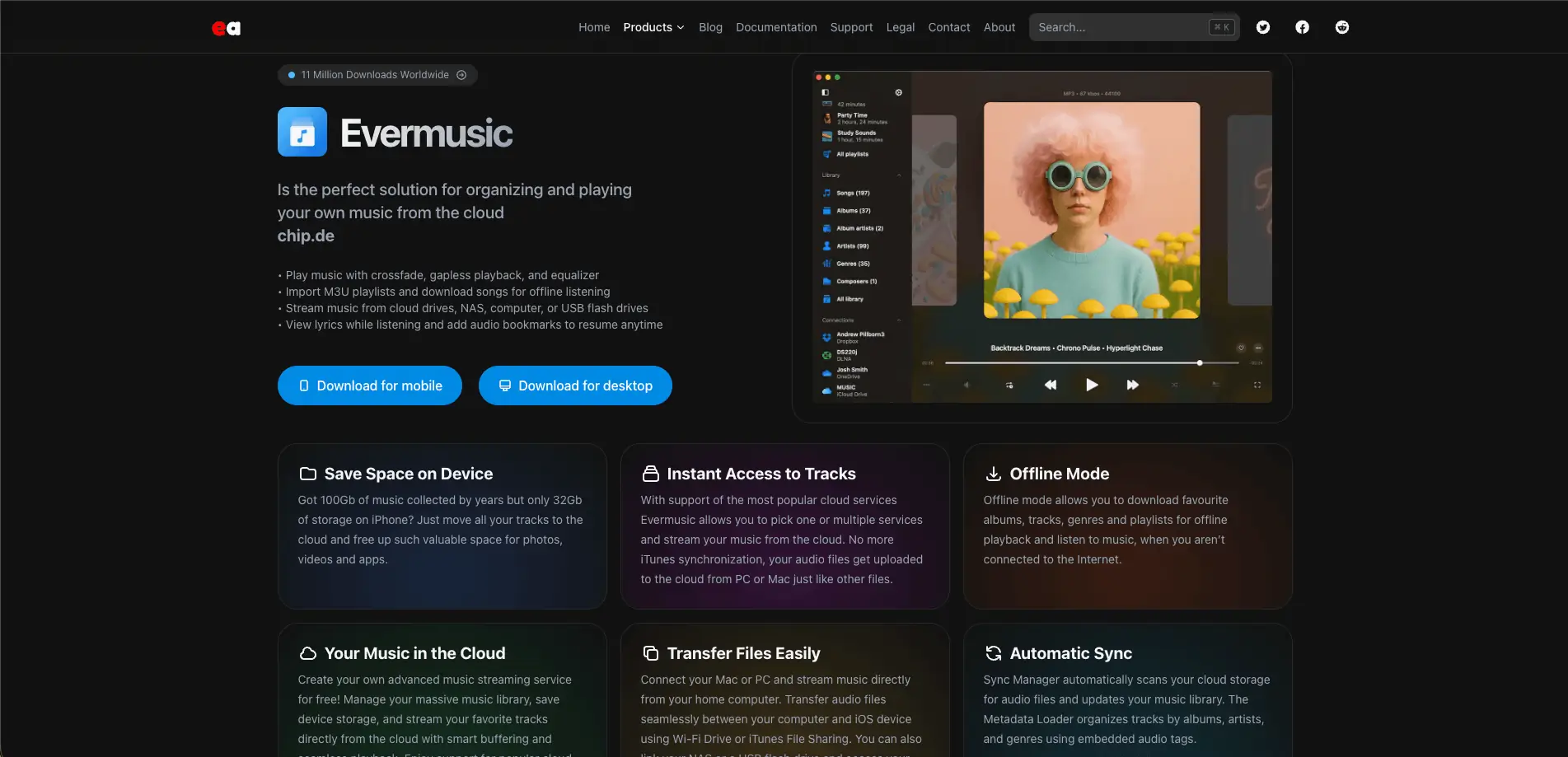Evermusic music dashboard