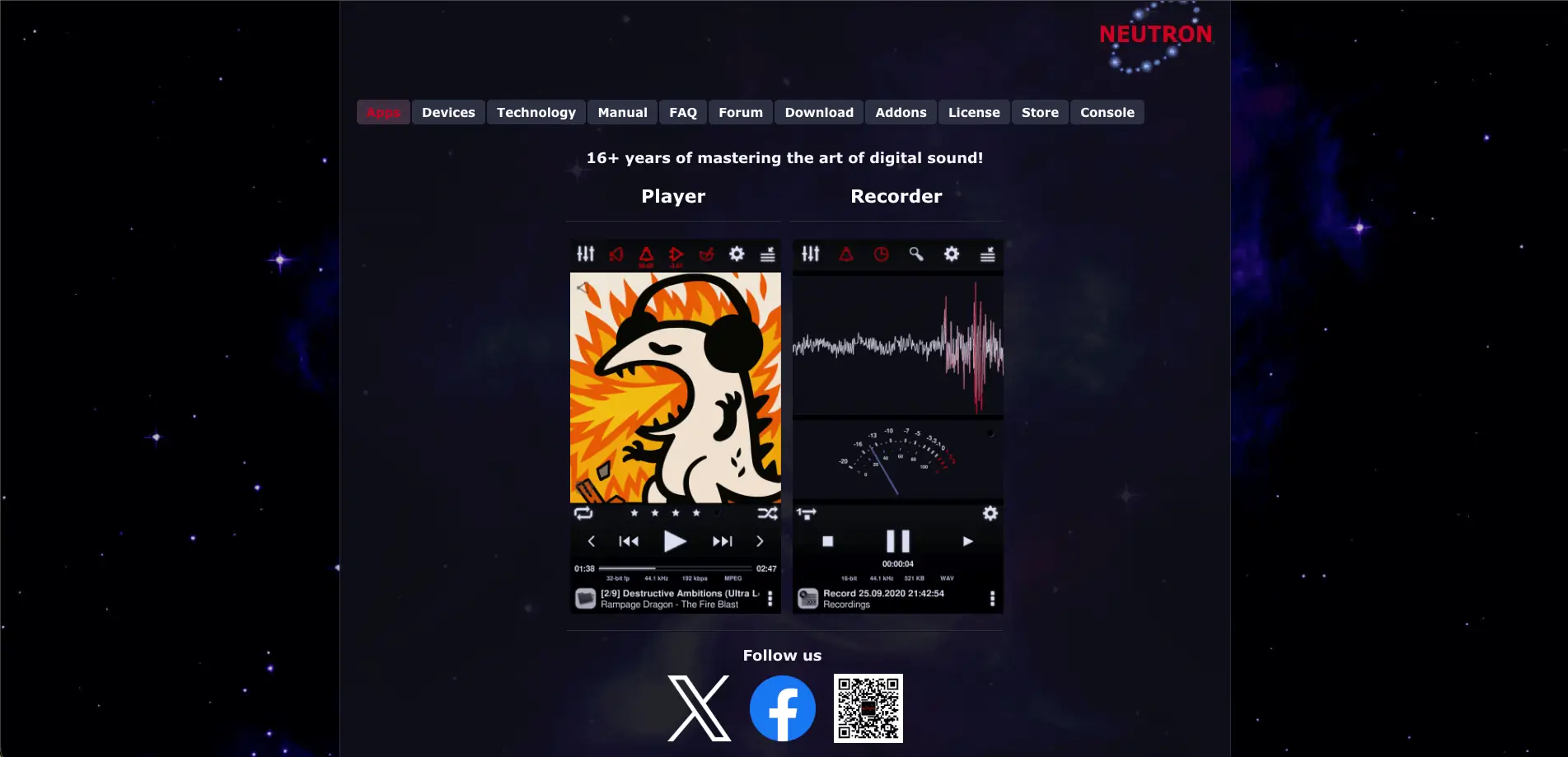 Neutron music dashboard