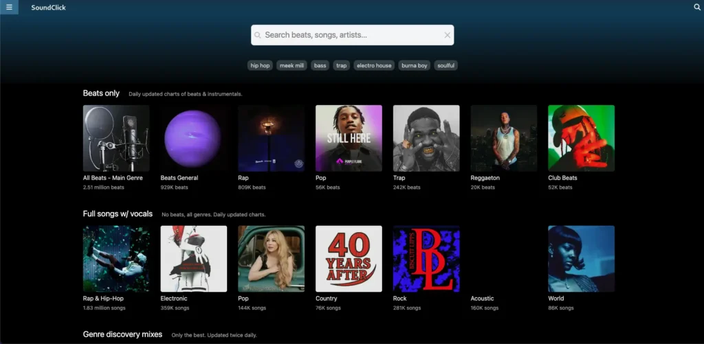 SoundClick music dashboard