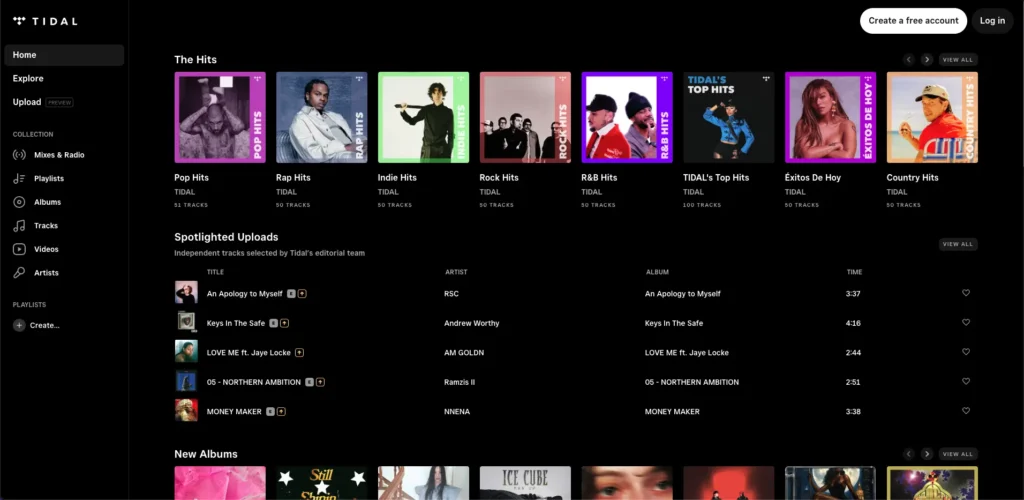 TIDAL music dashboard